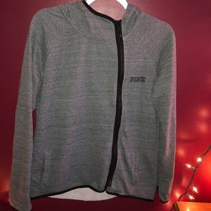 PINK Grey Zip-Up Sweatshirt